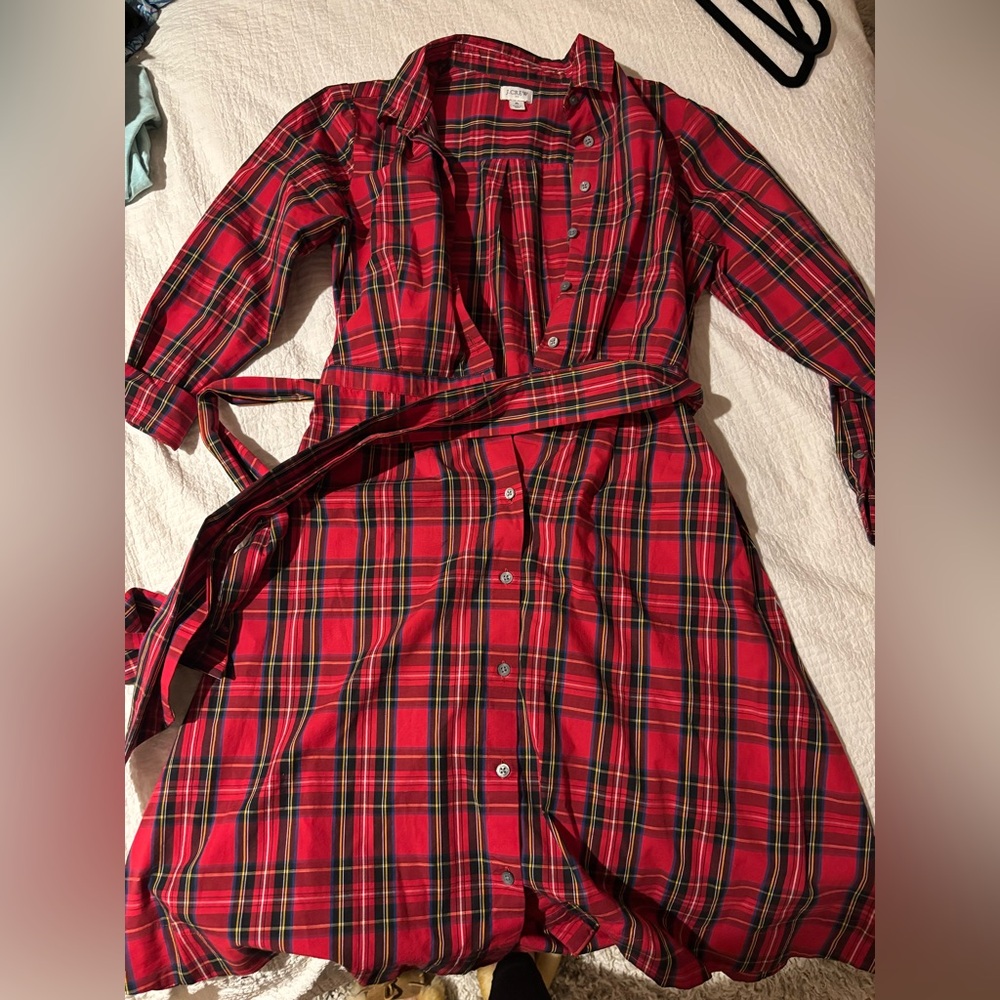 J. Crew Red Plaid Button Down Dress